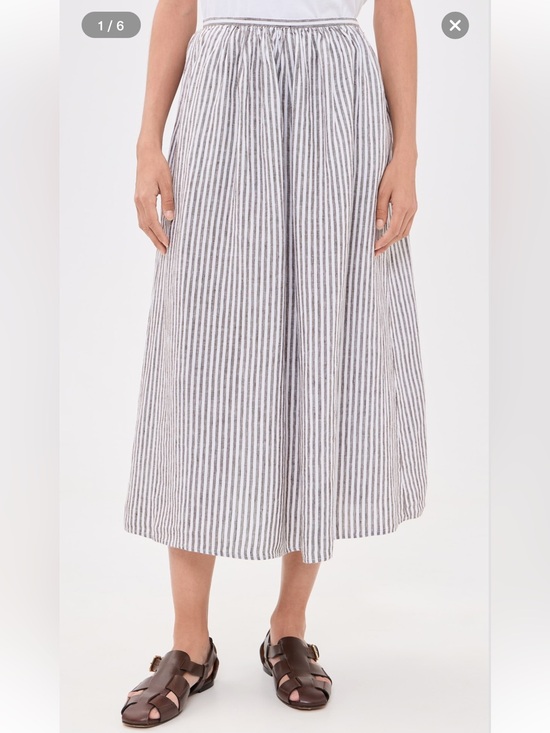 Alex Mill Dresses & Skirts - Alex Mill Striped White and Brown Gathered Midi Skirt